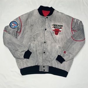 STARTER Gray and Black Bomber Jacket